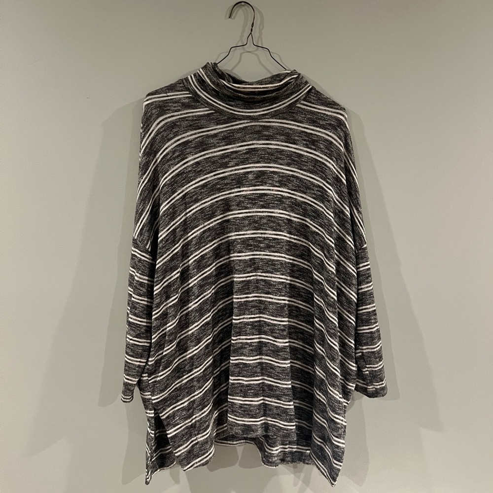 Anthropologie grey and white striped sweater
